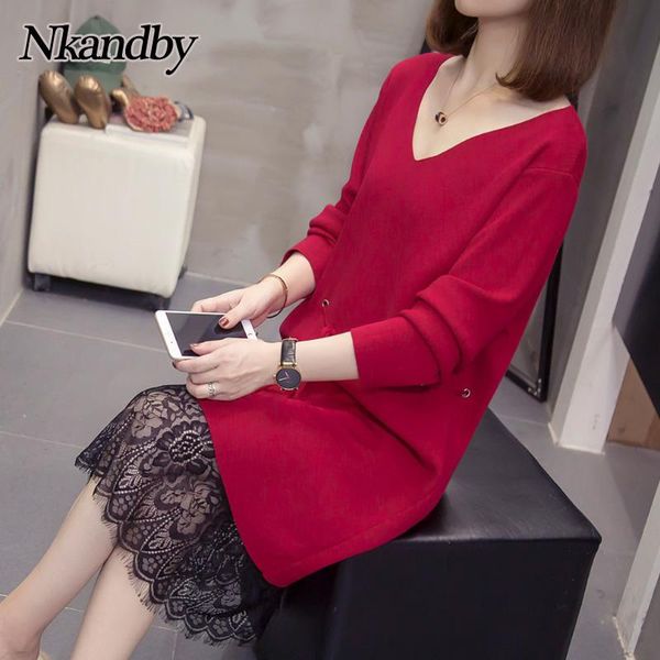 casual dresses nkandby plus size pullover knitted dress 2021 autumn winter loose v-neck lace patchwork drawsting oversize female sweater, Black;gray
casual dresses nkandby plus size pullover knitted dress 2021 autumn winter loose v-neck lace patchwork drawsting oversize female sweater, Black;gray