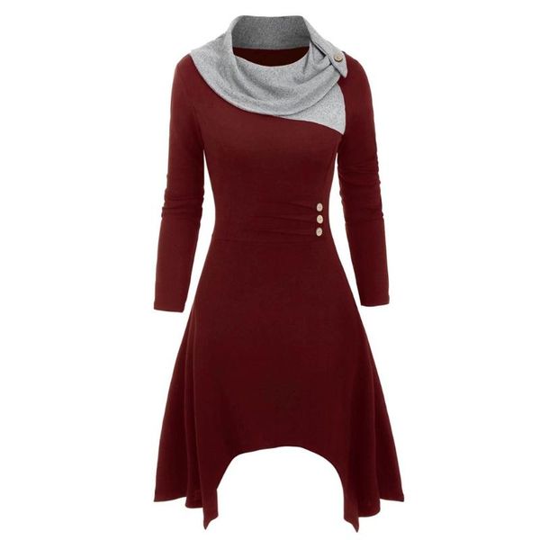 casual dresses #50 fashion women plus size scarf neck buttons patchwork asymmetrical knitted dress long sleeve ladies, Black;gray
casual dresses #50 fashion women plus size scarf neck buttons patchwork asymmetrical knitted dress long sleeve ladies, Black;gray