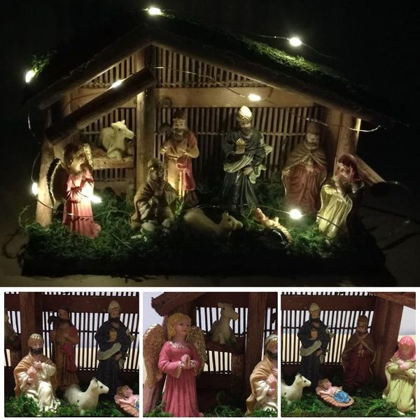 decorative objects & figurines european-style wooden house jesus baby nativity ornament durable handmade resin home decoration catholic chri
decorative objects & figurines european-style wooden house jesus baby nativity ornament durable handmade resin home decoration catholic chri