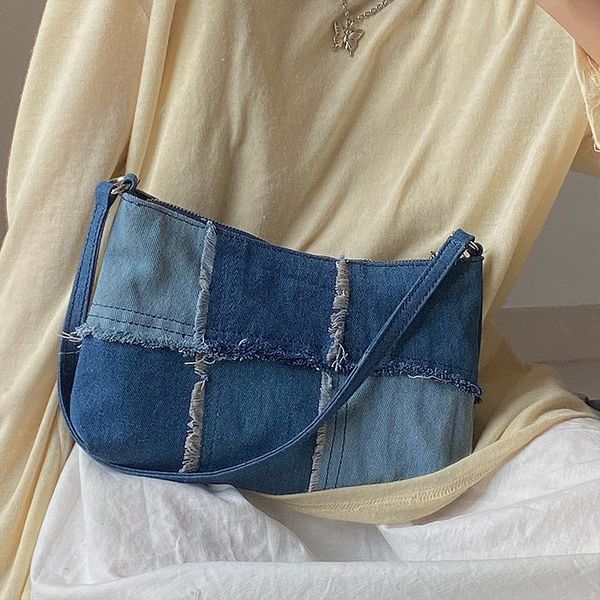evening bags casual women's denim stitching shoulder bag high quailty soft female baguette small subaxillary ladies armpit
evening bags casual women's denim stitching shoulder bag high quailty soft female baguette small subaxillary ladies armpit