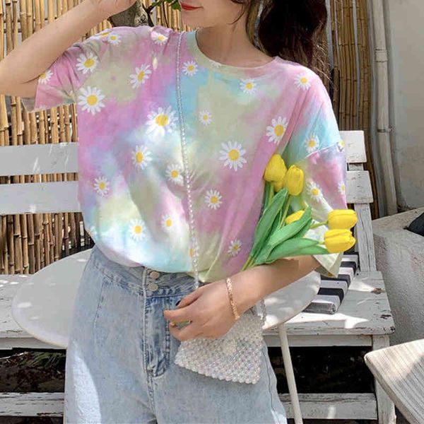 women's t-shirt galaxy t shirt women short sleeve loose daisy print summer fashion tie dyed harajuku tee plus size evz4, White
women's t-shirt galaxy t shirt women short sleeve loose daisy print summer fashion tie dyed harajuku tee plus size evz4, White