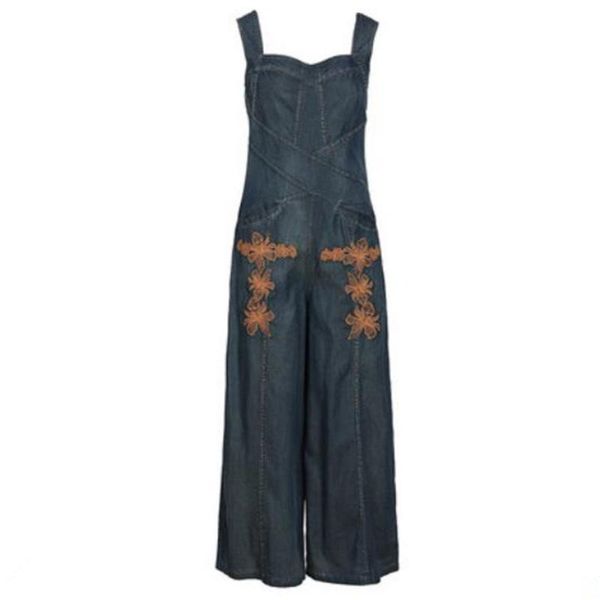 women's jeans 2021 summer vintage embroidered denim playsuits women spaghetti strap wide leg overalls, Blue
women's jeans 2021 summer vintage embroidered denim playsuits women spaghetti strap wide leg overalls, Blue