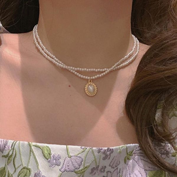 pendant necklaces fashion kpop pearl choker necklace cute double layer chain for women jewelry girl gift, Silver
pendant necklaces fashion kpop pearl choker necklace cute double layer chain for women jewelry girl gift, Silver
