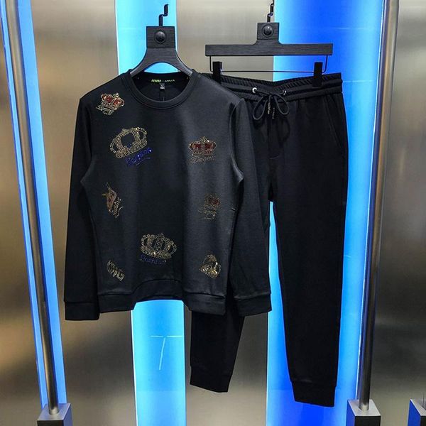 men's tracksuits super shiny crown pattern pullover casual sweatshirt diamond + pants autumn and winter tracksuit brand sets, Gray
men's tracksuits super shiny crown pattern pullover casual sweatshirt diamond + pants autumn and winter tracksuit brand sets, Gray