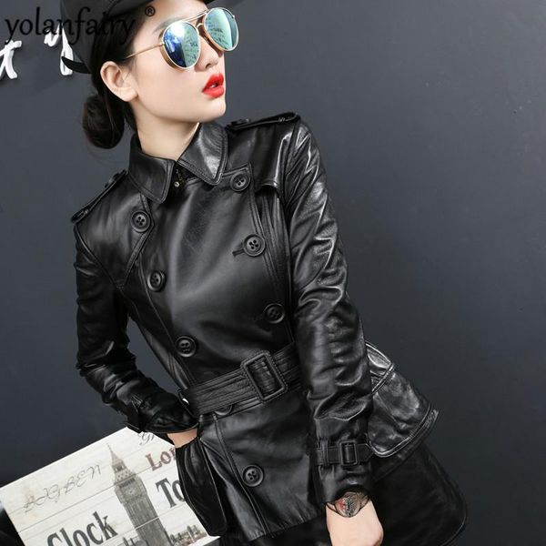 women's leather & faux jacket 2021 real sheepskin coat spring autumn genuine windbreaker fashion korean women bn9907lh, Black
women's leather & faux jacket 2021 real sheepskin coat spring autumn genuine windbreaker fashion korean women bn9907lh, Black