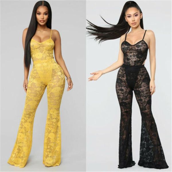 gym clothing women strap lace floral bodysuit mesh see-through sleeveless solid jumpsuit bottom wide leg trousers lady clubwear, White;black
gym clothing women strap lace floral bodysuit mesh see-through sleeveless solid jumpsuit bottom wide leg trousers lady clubwear, White;black