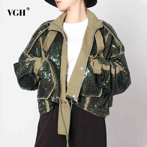 vgh splicing sequined jacket for women turtleneck long sleeve streetwear casual jackets female fashion new clothing style 210421, Black;brown
vgh splicing sequined jacket for women turtleneck long sleeve streetwear casual jackets female fashion new clothing style 210421, Black;brown