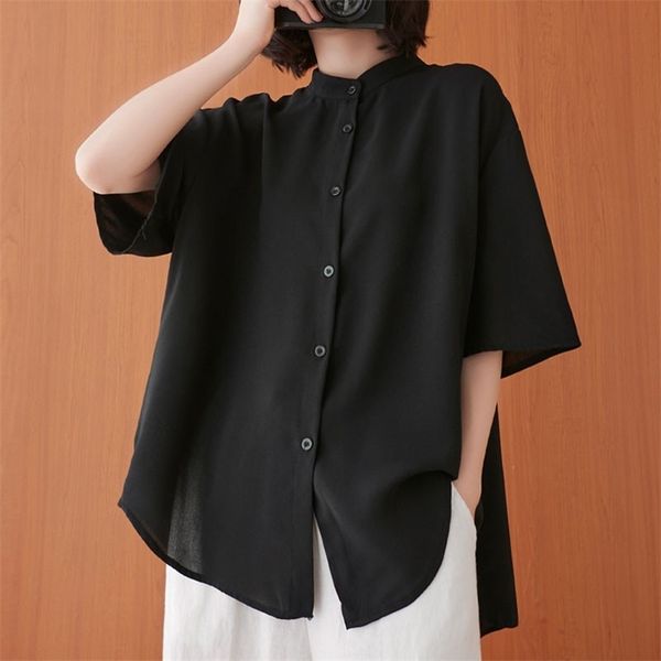 oversized women casual shirts new arrival summer simple style vintage stand collar loose female half sleeve s3774 210412, White
oversized women casual shirts new arrival summer simple style vintage stand collar loose female half sleeve s3774 210412, White