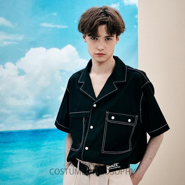 s-6xl 2021 men's clothing hair stylist gd fashion original line-pressing loose lapel shirt plus size costumes casual shirts, White;black
s-6xl 2021 men's clothing hair stylist gd fashion original line-pressing loose lapel shirt plus size costumes casual shirts, White;black