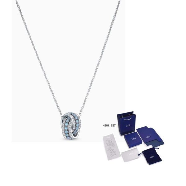 chains 2021 fashion jewelry swa further pendant intertwined ring shaped light blue and white diamonds gold women's, Silver
chains 2021 fashion jewelry swa further pendant intertwined ring shaped light blue and white diamonds gold women's, Silver