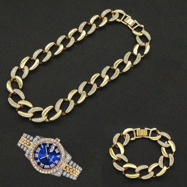 chains hip hop 3pcs kit 19mm iced out paved rhinestone choker miami curb cuban necklace+watch+bracelet for women charm jewelry, Silver
chains hip hop 3pcs kit 19mm iced out paved rhinestone choker miami curb cuban necklace+watch+bracelet for women charm jewelry, Silver