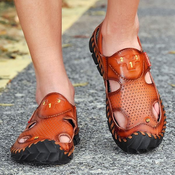 mens designer shoes sandals slippers summer breathable non-slip driving outdoor beach soft bottom trekking leather, Black
mens designer shoes sandals slippers summer breathable non-slip driving outdoor beach soft bottom trekking leather, Black