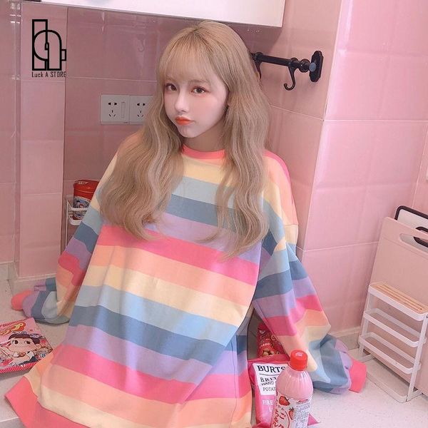 women's hoodies & sweatshirts luck a women oversized harajuku hoodie long sleeve clothes rainbow kawaii korean fashion spring ladies, Black
women's hoodies & sweatshirts luck a women oversized harajuku hoodie long sleeve clothes rainbow kawaii korean fashion spring ladies, Black