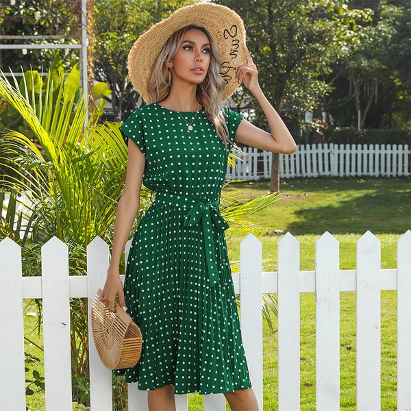 New 2021 Summer Hot Style Mid-length Polka-dot Round Neck Short-sleeved Lace Pleated Dress Women, Black;gray
New 2021 Summer Hot Style Mid-length Polka-dot Round Neck Short-sleeved Lace Pleated Dress Women, Black;gray