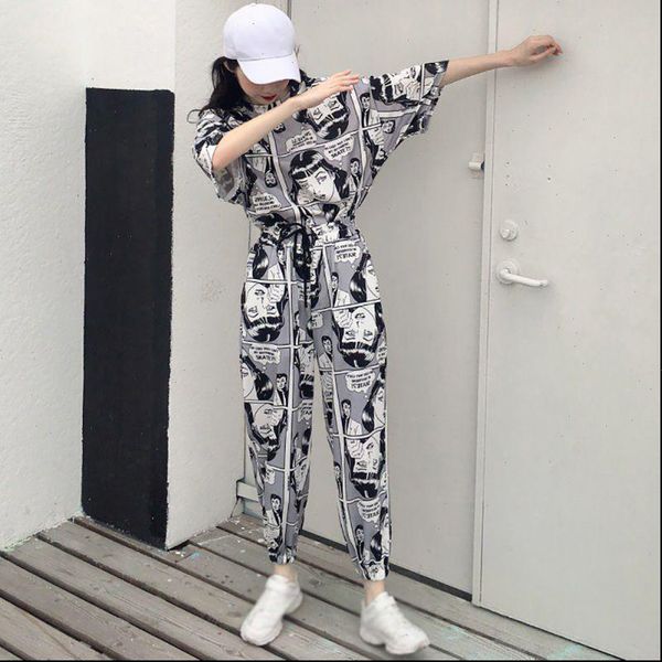 women tracksuits korean style fashion cartoon long loose sports causal womens sets t shirt pants for ladies, Gray
women tracksuits korean style fashion cartoon long loose sports causal womens sets t shirt pants for ladies, Gray