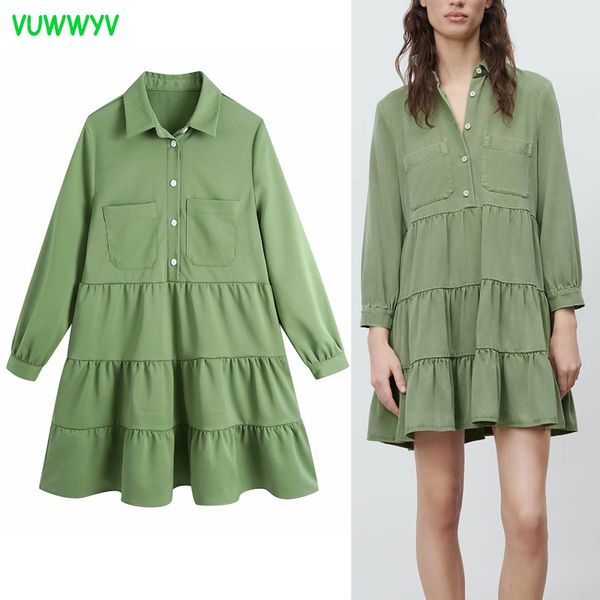 spring green white vintage ruffle mini dress women smock design pleated woman long sleeve casual pockets vestidos 210430, Black;gray
spring green white vintage ruffle mini dress women smock design pleated woman long sleeve casual pockets vestidos 210430, Black;gray