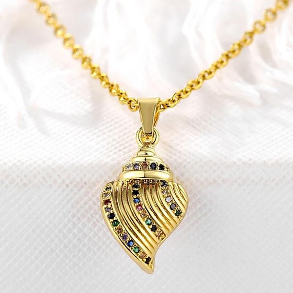 pendant necklaces colorful shell conch necklace women's gold plated copper micro inlaid zircon stainless steel chain statement jewelry, Silver
pendant necklaces colorful shell conch necklace women's gold plated copper micro inlaid zircon stainless steel chain statement jewelry, Silver