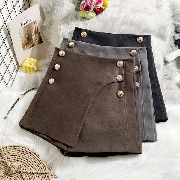 women's shorts short mujer korean woolen women 2022 winter loose wide leg feminino autumn double breasted j96, White;black
women's shorts short mujer korean woolen women 2022 winter loose wide leg feminino autumn double breasted j96, White;black