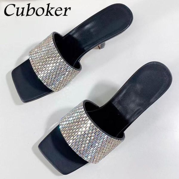 slippers crystal mules high heels women sandals square toe slip on ladies shoes for chaussure femme slipper, Black
slippers crystal mules high heels women sandals square toe slip on ladies shoes for chaussure femme slipper, Black