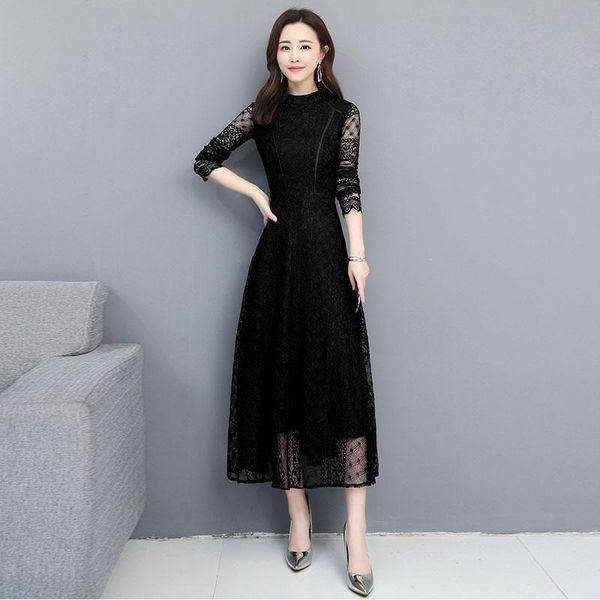 casual dresses korean style lace patchwork spring dress women slim buttons office long sleeve sweet party runway vestidos, Black;gray
casual dresses korean style lace patchwork spring dress women slim buttons office long sleeve sweet party runway vestidos, Black;gray