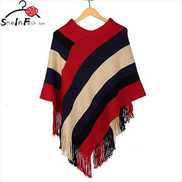 pull femme autumn winter women tassel knitted sweater poncho striped v neck irregular hem casual pullover jumper, White;black
pull femme autumn winter women tassel knitted sweater poncho striped v neck irregular hem casual pullover jumper, White;black