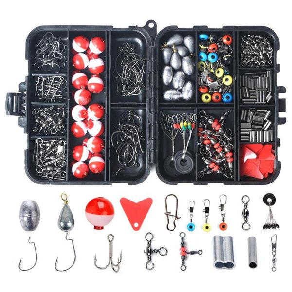 pcs/set fishing tackle box set fish hook swivels snaps sinker slides gear for trip accessories 
pcs/set fishing tackle box set fish hook swivels snaps sinker slides gear for trip accessories