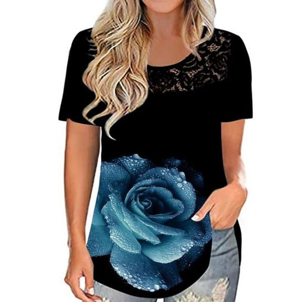 women's t-shirt fashion casual pullover elegant floral print short sleeve ladies plus size tshirt clothing, White
women's t-shirt fashion casual pullover elegant floral print short sleeve ladies plus size tshirt clothing, White