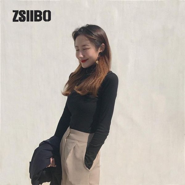 women's t-shirt autumn and winter solid color high collar long-sleeved slim bottoming shirt wild women, White
women's t-shirt autumn and winter solid color high collar long-sleeved slim bottoming shirt wild women, White