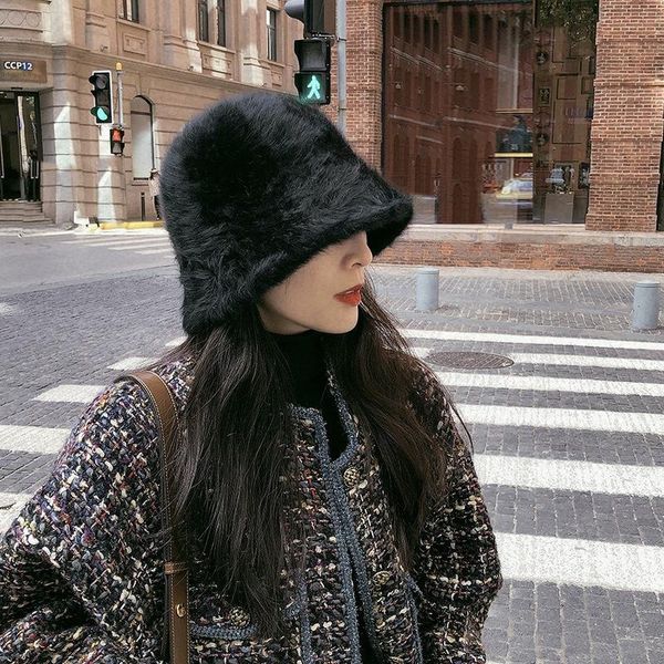 wide brim hats 2021 winter bucket hat fashion thick warm fur women cap black female lady fisherman outdoor panama caps, Blue;gray
wide brim hats 2021 winter bucket hat fashion thick warm fur women cap black female lady fisherman outdoor panama caps, Blue;gray