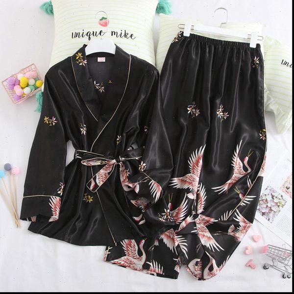 spring autumn pajamas sets womens sleepwears with pants silk satin nightwear robe pijama long sleeve sleepwear pyjama femme, Black;red
spring autumn pajamas sets womens sleepwears with pants silk satin nightwear robe pijama long sleeve sleepwear pyjama femme, Black;red