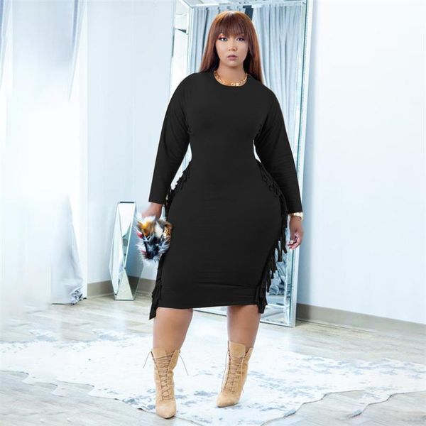 plus size dresses ladies women winter bodycon dress long sleeve with tassel elegant midi wholesale drop, Black
plus size dresses ladies women winter bodycon dress long sleeve with tassel elegant midi wholesale drop, Black