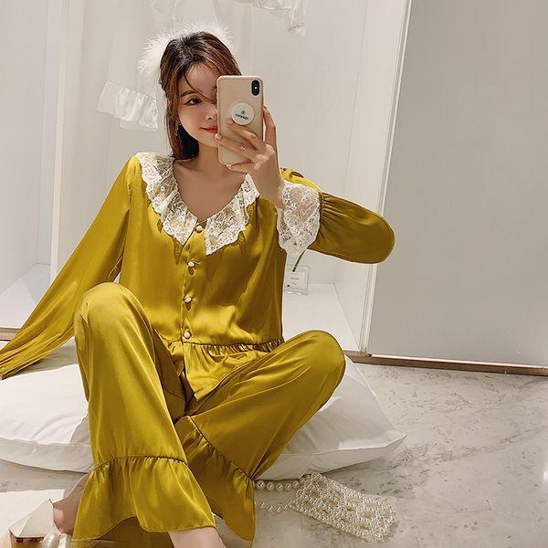 spring princess collar silk satin pajama set ruffle long sleeve pants sleepwear bride bridesmaid wedding nightwear homewear, Black;red
spring princess collar silk satin pajama set ruffle long sleeve pants sleepwear bride bridesmaid wedding nightwear homewear, Black;red