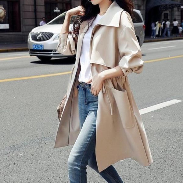 women's trench coats women long coat 2021 autumn solid color fashion casual ladies windbreaker korean british style outerwear, Tan;black
women's trench coats women long coat 2021 autumn solid color fashion casual ladies windbreaker korean british style outerwear, Tan;black