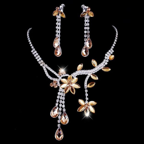 earrings & necklace women wedding party bridal floral tassel drop rhinestone jewelry set, Silver
earrings & necklace women wedding party bridal floral tassel drop rhinestone jewelry set, Silver