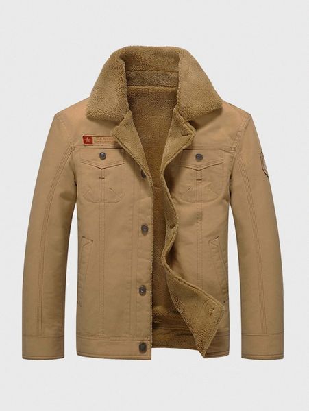 men patched detail teddy lined jacket r5dk#, Black;brown
men patched detail teddy lined jacket r5dk#, Black;brown