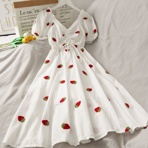 Stberry Dress Kawaii Embroidery Puff Sleeve Dress Women Vintage A-line White Square Neck Beach Dresses 2021 Korean Clothes, Strawberry
Stberry Dress Kawaii Embroidery Puff Sleeve Dress Women Vintage A-line White Square Neck Beach Dresses 2021 Korean Clothes, Strawberry