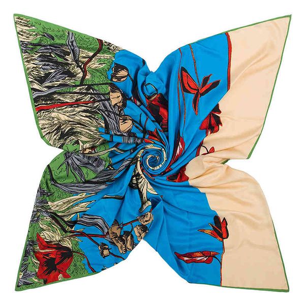 130*130cm floral printing luxury brand bandana 100% silk twill scarf women square scarves hijab kerchief for ladies shawls, Blue;gray
130*130cm floral printing luxury brand bandana 100% silk twill scarf women square scarves hijab kerchief for ladies shawls, Blue;gray