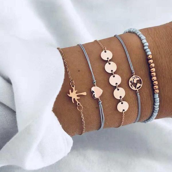 charm bracelets bohemian ethnic wind woven rice beads map coconut tree love 5 piece bracelet set style couple jewelry holiday gift, Golden;silver
charm bracelets bohemian ethnic wind woven rice beads map coconut tree love 5 piece bracelet set style couple jewelry holiday gift, Golden;silver