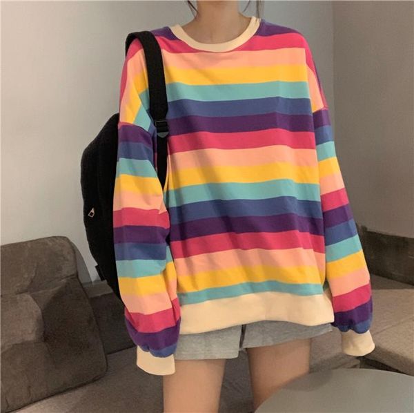 women's hoodies & sweatshirts oversized thin autumn block rainbown striped contrast fashion loose sweatshirt pullover spring tee women, Black
women's hoodies & sweatshirts oversized thin autumn block rainbown striped contrast fashion loose sweatshirt pullover spring tee women, Black