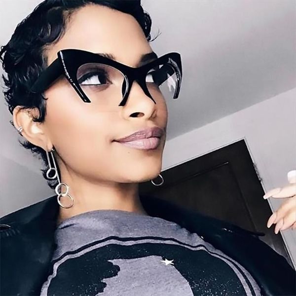 retro cat eye glasses black frame transparent hlaf sunglasses for women brand sun eyewear uv400, White;black
retro cat eye glasses black frame transparent hlaf sunglasses for women brand sun eyewear uv400, White;black