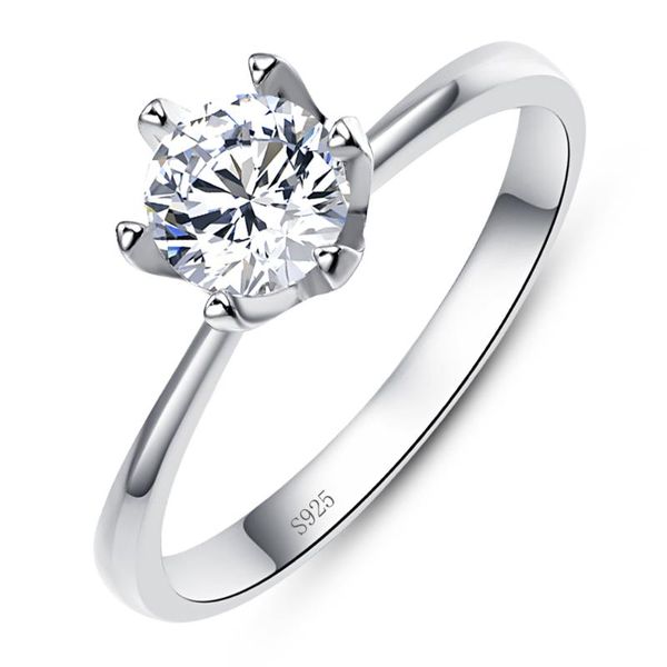 fashion 925 silver rings for women round cubic zirconia engagement wedding bijoux cluster, Golden;silver