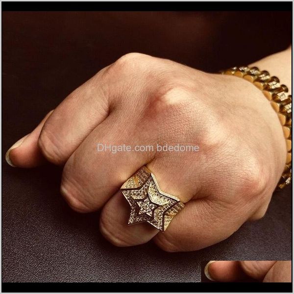 band drop delivery 2021 hip hop mens gold ring jewelry five-pointed star cubic zircon sier rings for men fsi2n, Silver
band drop delivery 2021 hip hop mens gold ring jewelry five-pointed star cubic zircon sier rings for men fsi2n, Silver