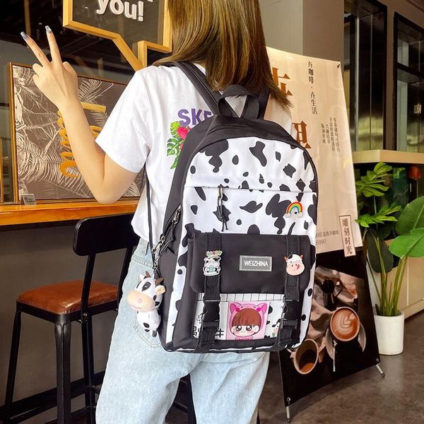 school bags kawaii bag for girls fashion women's backpack cow pattern contrast color large capacity travel 
school bags kawaii bag for girls fashion women's backpack cow pattern contrast color large capacity travel
