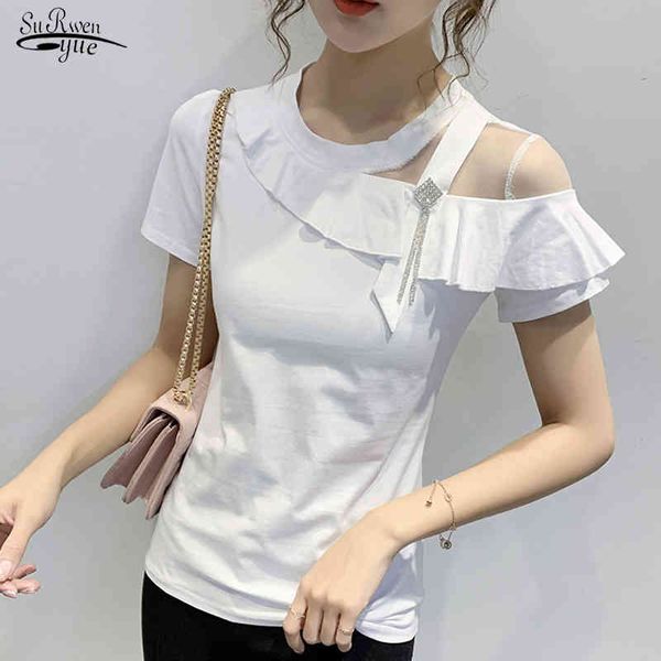 summer off shoulder lace stitching women shirt casual cotton solid short sleeve blouse slim ladies 10061 210508, White
summer off shoulder lace stitching women shirt casual cotton solid short sleeve blouse slim ladies 10061 210508, White