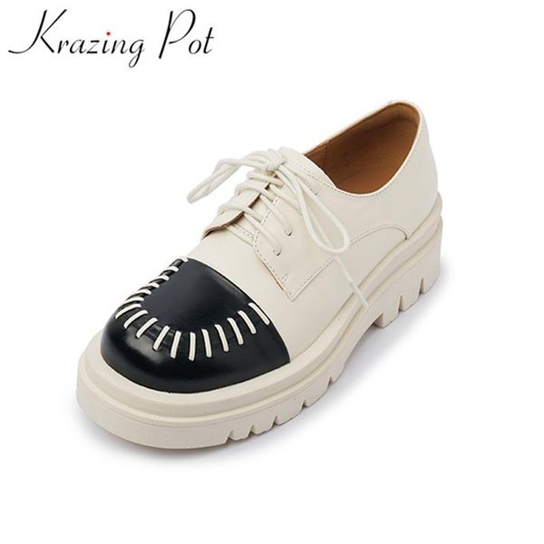 dress shoes vichelo 2022 fashion genuine leather round toe lace up casual oxford thick bottom mixed colors concise women pumps l70, Black
dress shoes vichelo 2022 fashion genuine leather round toe lace up casual oxford thick bottom mixed colors concise women pumps l70, Black