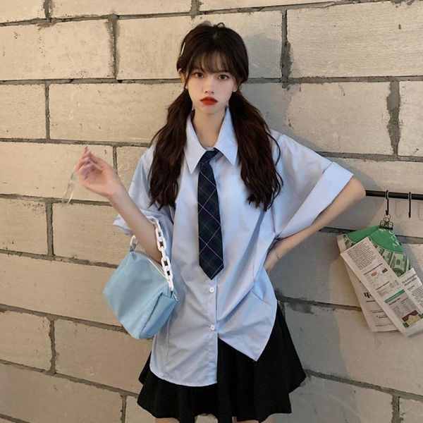 clothing sets japanese fashion loose collar plaid necktie student slim bell sleeve shirt women's summer school girl uniform, White
clothing sets japanese fashion loose collar plaid necktie student slim bell sleeve shirt women's summer school girl uniform, White