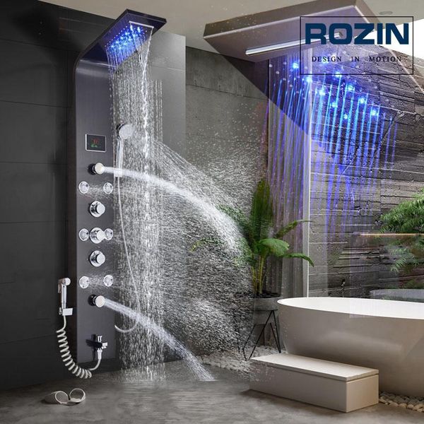 light shower faucet bathroom waterfall rain black panel in wall system with spa massage sprayer and bidet tap sets
light shower faucet bathroom waterfall rain black panel in wall system with spa massage sprayer and bidet tap sets