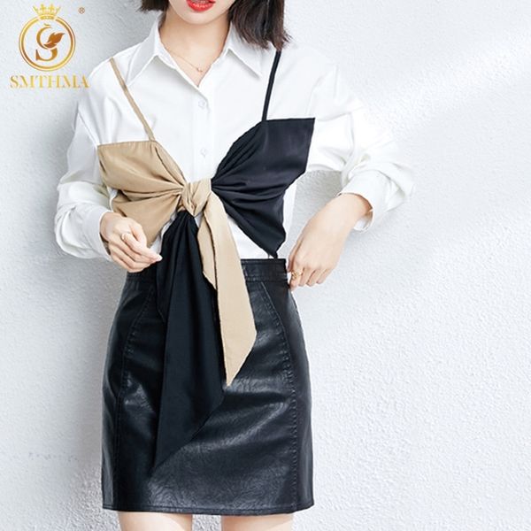 women's spring long sleeve temperament fake two white blouses patchwork 210520
women's spring long sleeve temperament fake two white blouses patchwork 210520