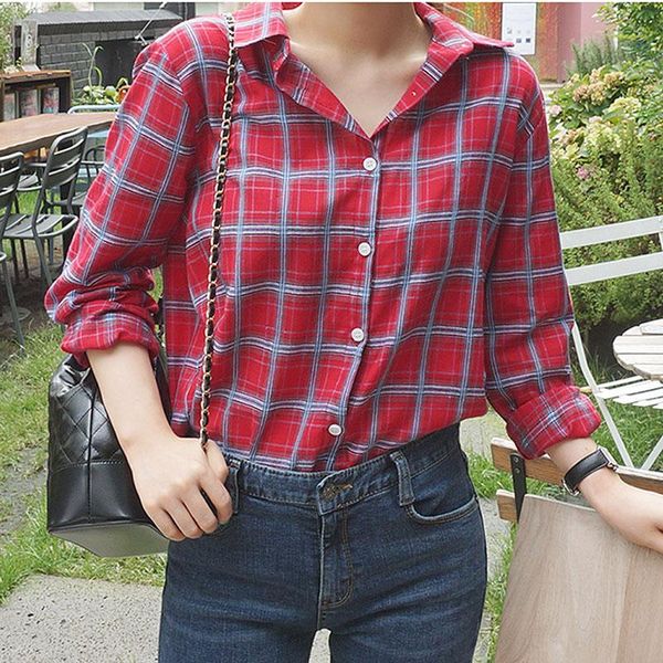 women's blouses & shirts plaid shirt women autumn ladies long sleeve blouse casual chemise femme blusas mujer de moda 2021, White
women's blouses & shirts plaid shirt women autumn ladies long sleeve blouse casual chemise femme blusas mujer de moda 2021, White