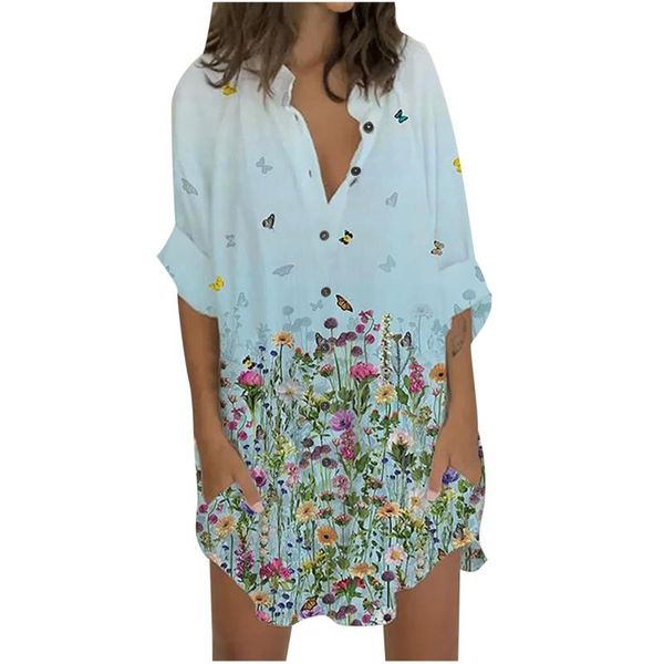 casual dresses women's shirt dress three-quarter sleeve flower print stitching vestidos de mujer sukienki damskie, Black;gray
casual dresses women's shirt dress three-quarter sleeve flower print stitching vestidos de mujer sukienki damskie, Black;gray